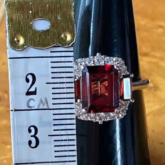 Red Labradorite Vermelho Red Garnet Sterling Silver Ring Size 8.75 - Picture 7 of 9